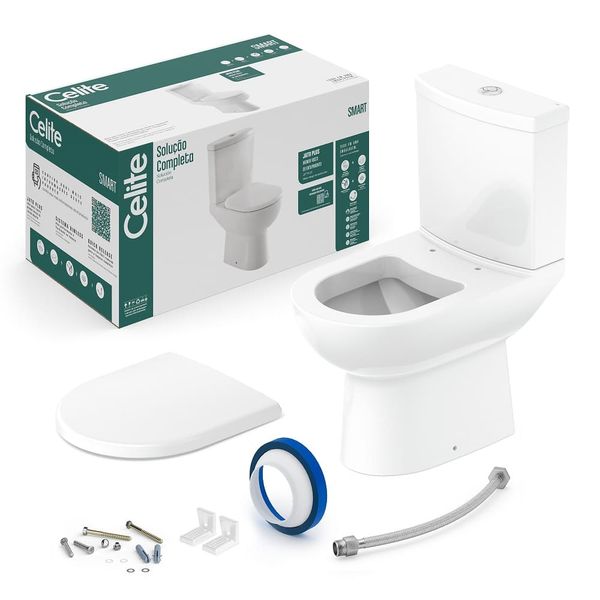 Vaso Sanitário com Caixa Acoplada e Assento Termofixo Smart Branco Celite