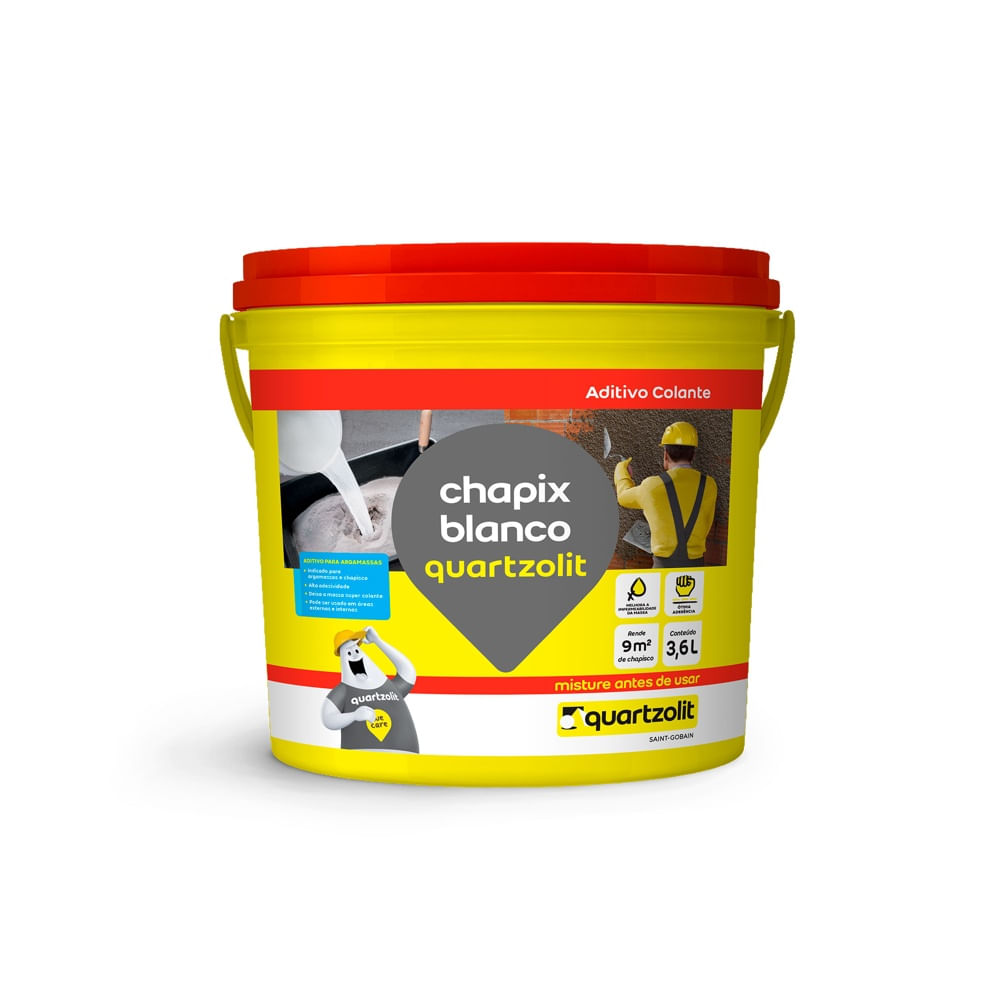 Como pintar parede de chapisco 7 Chapisco Chapix 36 litros branco leitoso Quartzolit 1212370