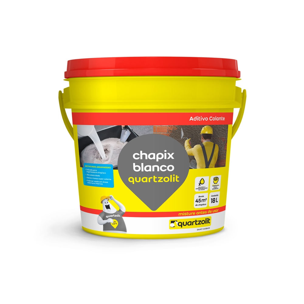 Como pintar parede de chapisco 6 Chapisco Chapix 18Kg branco leitoso Quartzolit 1212389