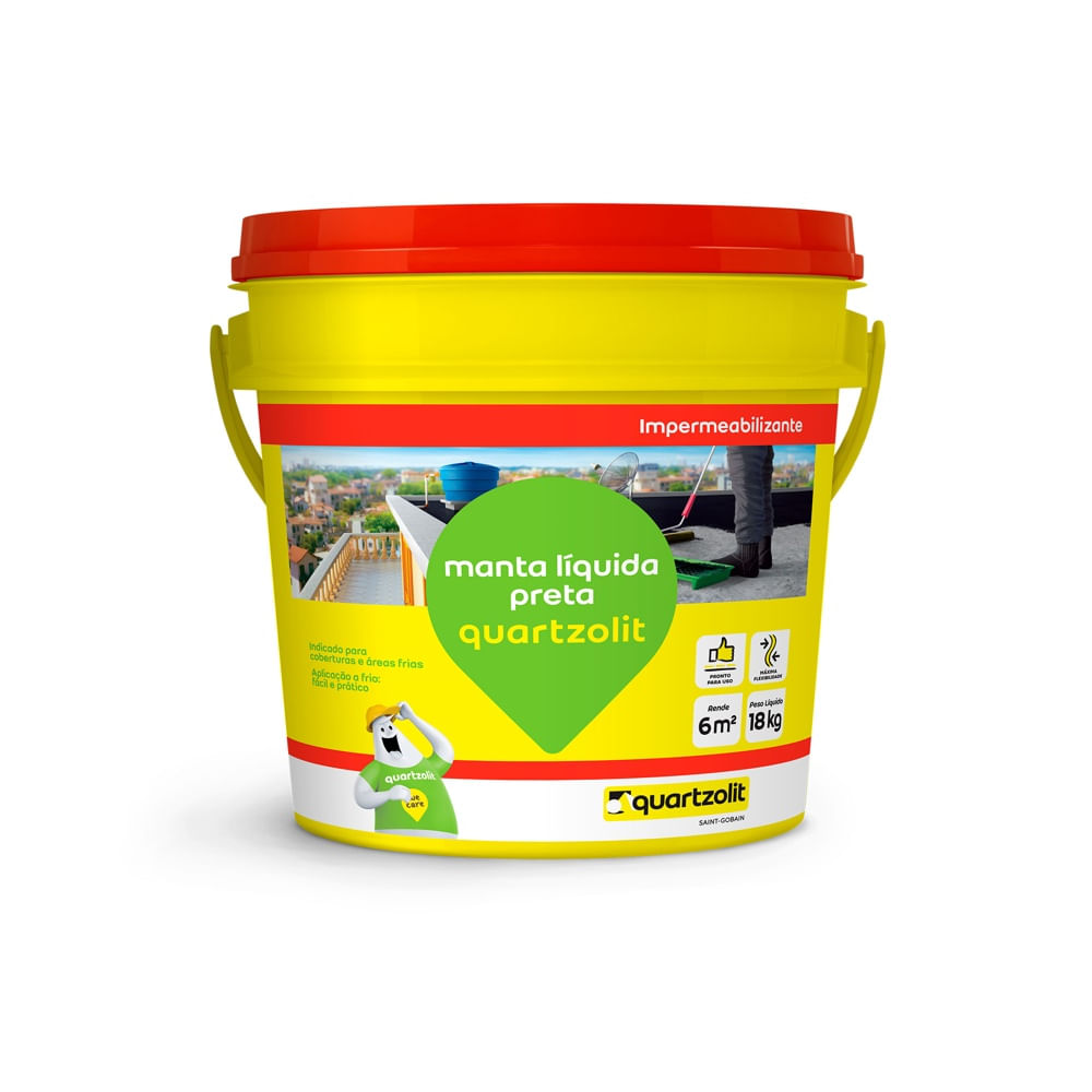 Confira quais os tipos de manta impermeabilizante e como escolher o melhor 11 Manta lquida 18 litros preta Quartzolit 1212249