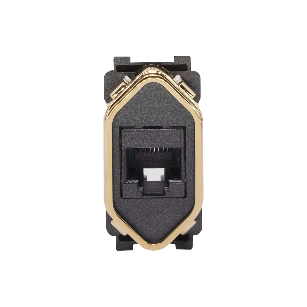 Módulo 1 Tomada Rj45 Preto Grafite Com Gold Novara Dicompel