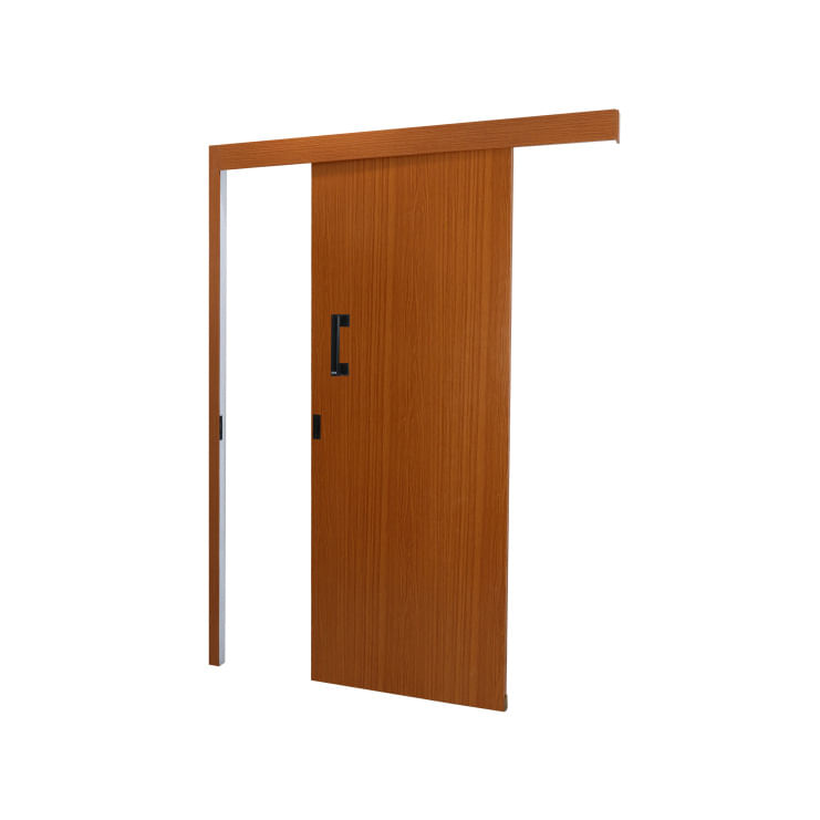 Kit Porta Correr De Sobrepor Melami 215X80Cm Esquerda Mogno Mgm 2501252 1
