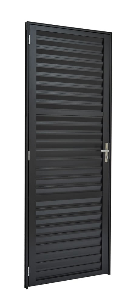 Porta Alumínio Palheta Direita 70X210X4 Preto Cristal Ultra Ramassol