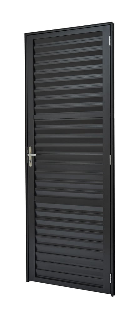 Porta Alumínio Palheta Esquerda 90X210X4 Preto Cristal Ultra Ramassol