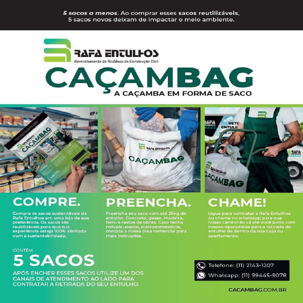 Entulho de obra: como fazer o descarte? 9 Sacos Reutilizaveis Entulhos 5Un Rafa Entulhos 2529025 1