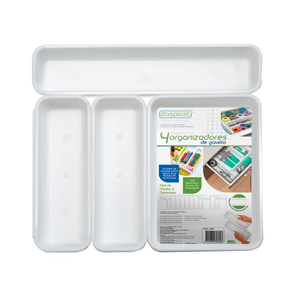 Conjunto Com 3 Organizadores De Gaveta Com Divisória Branco R 1920 Dasplast
