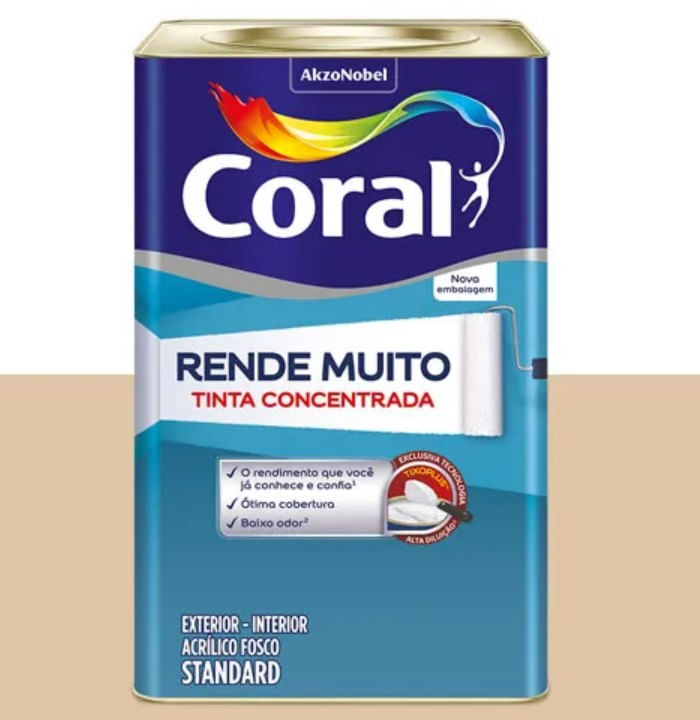 Tinta Acrilica Standard Concentrada Acabamento Fosco Rende Muito Areia Interior E Exterior 16l Coral 2413060