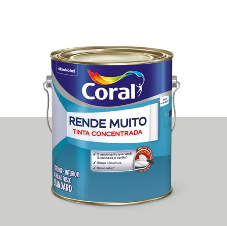 Tinta Acrilica Standard Concentrada Acabamento Fosco Rende Muito Cinza Alpino Interior E Exterior 3 2 Litros Coral 2412969