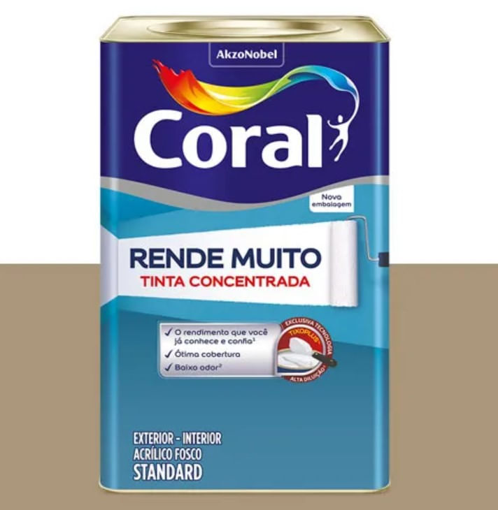 Conheça a tinta com tecnologia de maior rendimento 11 Tinta Acrilica Standard Concentrada Acabamento Fosco Rende Muito Camurca Interior E Exterior 16l Coral 2413108