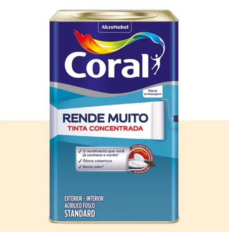 Tinta Acrilica Standard Concentrada Acabamento Fosco Rende Muito Perola Interior E Exterior 16l Coral 2413140