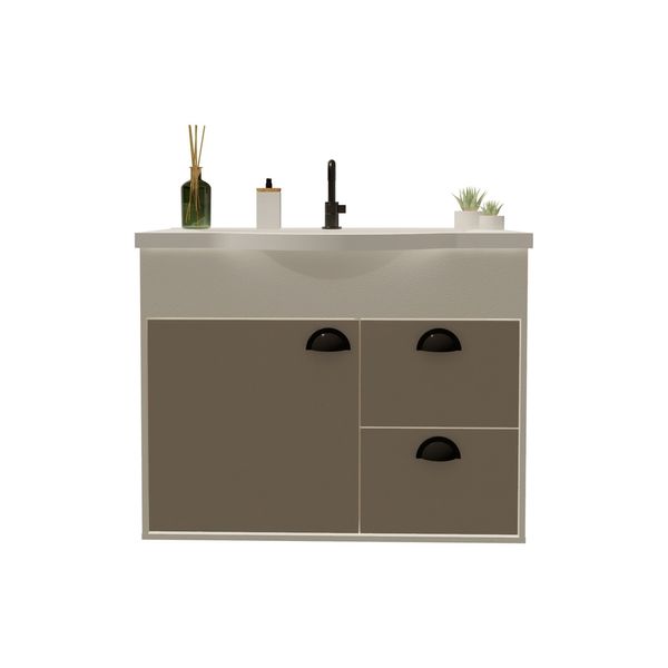 Conjunto Para Banheiro Gabinete Cuba de Apoio E Espelho Mdf Misar Bcogin 60Cm Cerocha