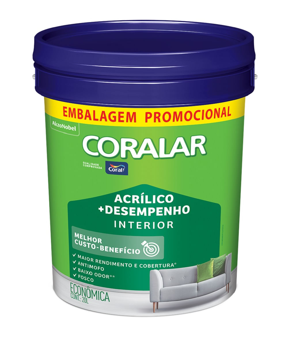 Tinta Acrilica Coralar Mais Desempenho Branco Balde 20L Coral 2556634 1