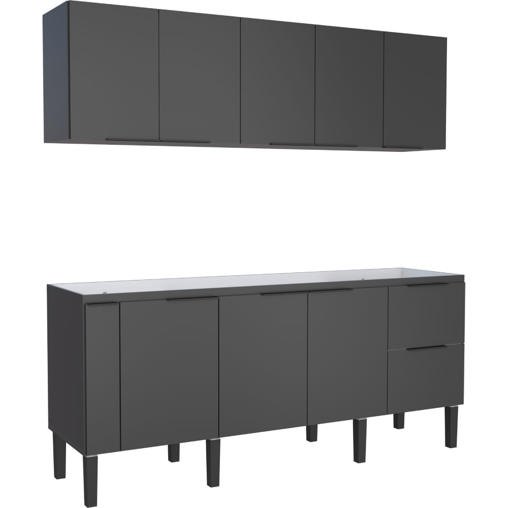 Cozinha americana: integração e modernidade em um só ambiente 5 Gabinete Madeira Cozinha Cisne 174X85X51 Pia 180 Preto Cozimax 2556952 1