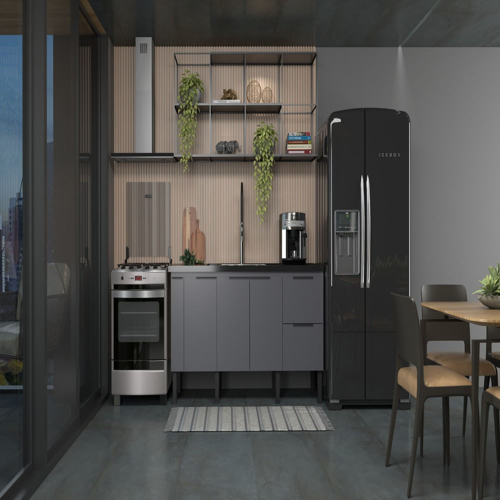 Cozinha americana: integração e modernidade em um só ambiente 6 Gabinete Madeira Cozinha Cisne 174X85X51 Pia 180 Cinza Cozimax 2556944 1