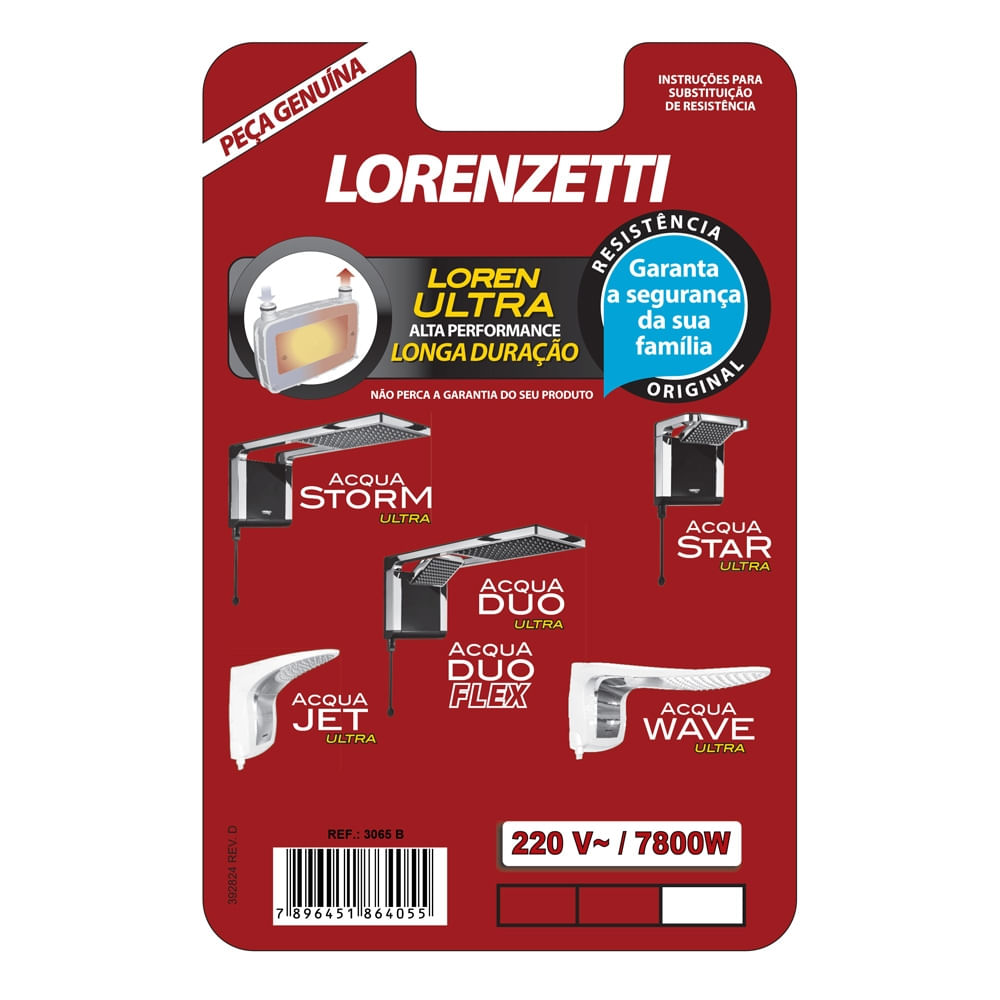 Resistencia 3065b Acqua Ultra 6800w 220v Lorenzetti 1417657 1