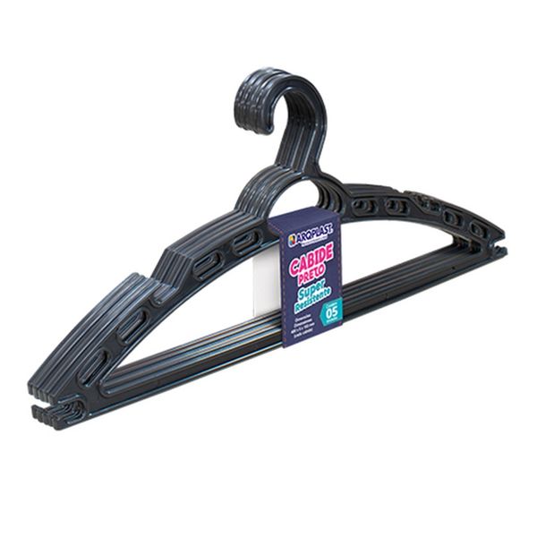 Cabide Com 05 Peças Display Preto Arqplast