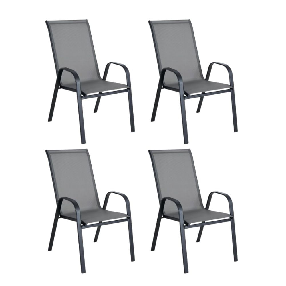 Kit 4 Cadeiras Tiradentes em Aco Cinza Coisas e Coisinhas