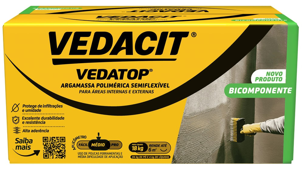Como tirar mofo de parede: confira o guia completo 8 Impermeabilizante Vedatop Bicomponente Caixa 18Kg Vedacit 2569400 1