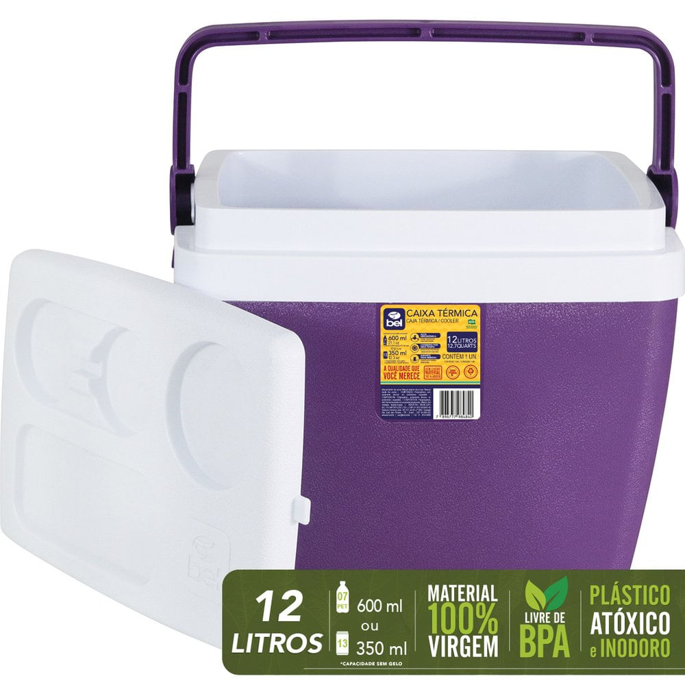 Caixa Térmica Cooler 12 Litros Bel Nordeste Cor Açaí