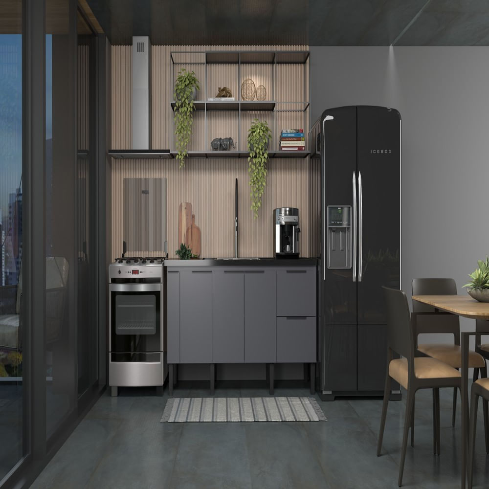 Gabinete Madeira Cozinha Cisne 174X85X51 Pia 180 Cinza Cozimax 2556944 1