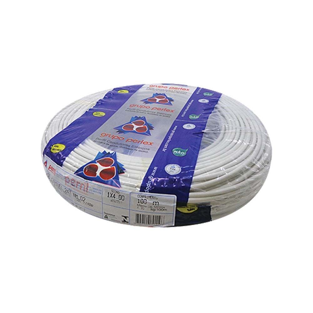 Cabo Flexível 4mm² 750V 100m Branco Perfil