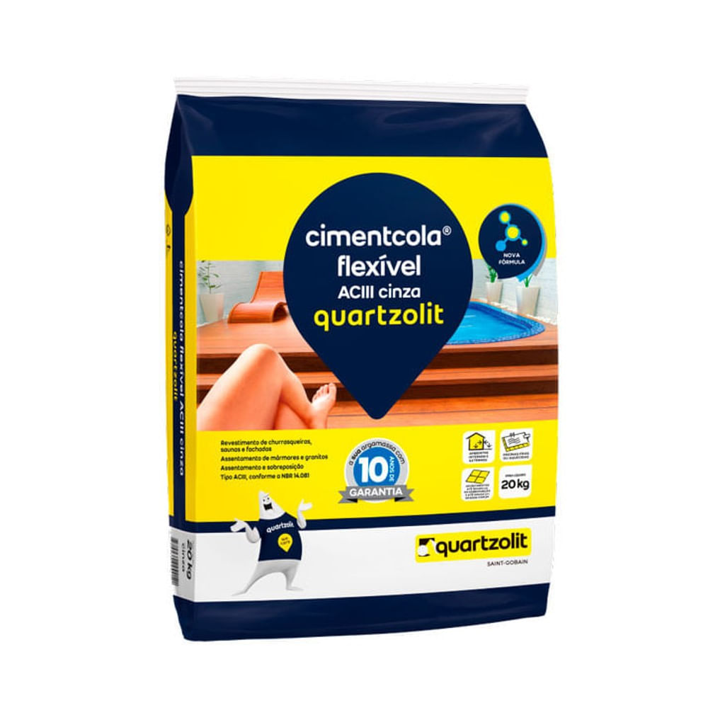 Argamassa Quartzolit de uso Externo e Interno AC3 Flexvel 20kg Cinza 27073