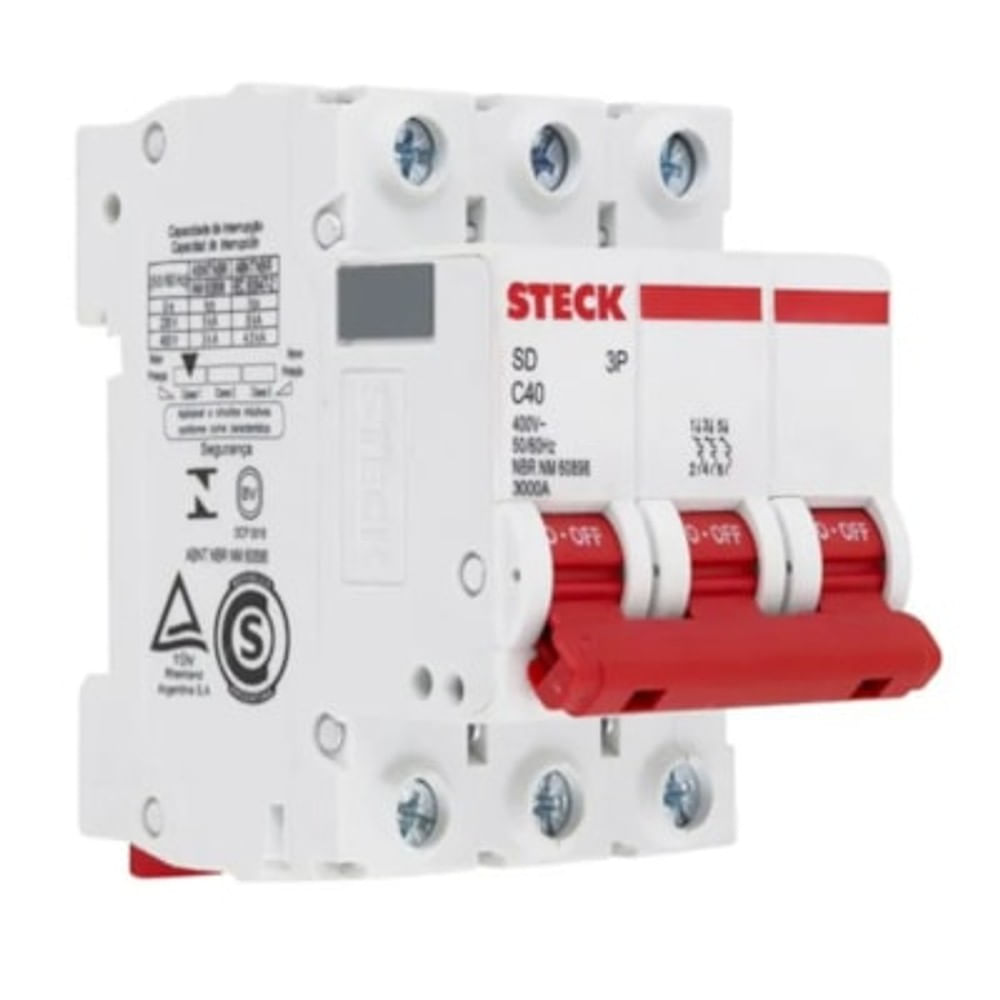 Disjuntor Tripolar 40 A Curva C 3KA Steck