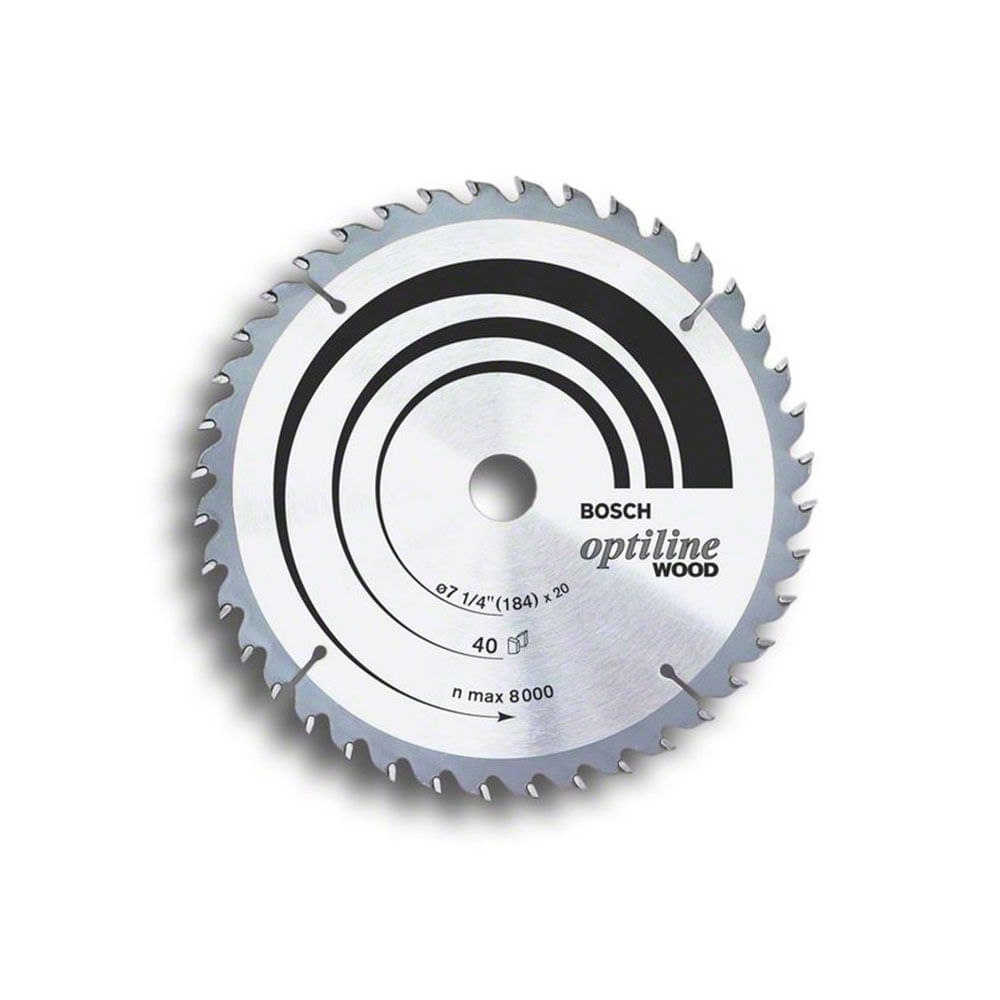 Disco De Serra Circular Optiline Wood Ø184 Furo De 20 mm 1,5 mm Com 40 Dentes Bosch