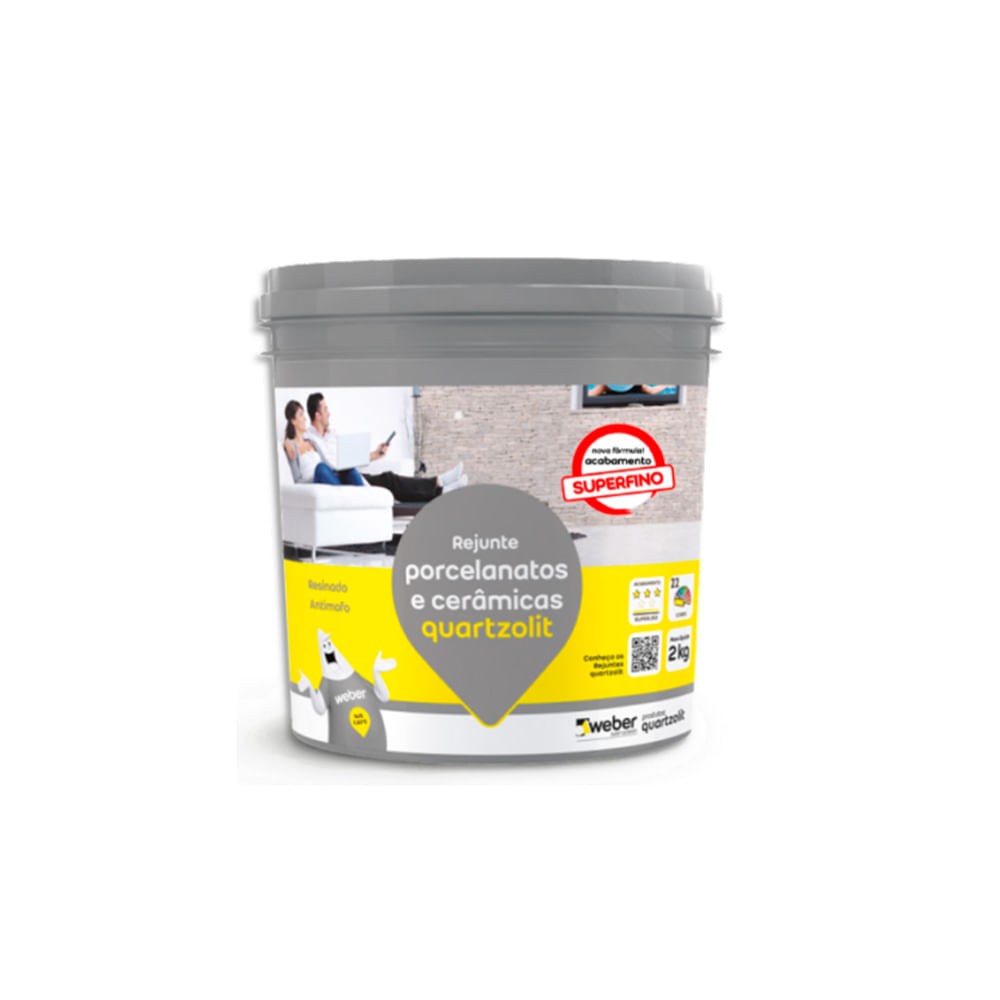 Rejunte Superfino Porcelanato e Cerâmica Branco 2kg Quartzolit