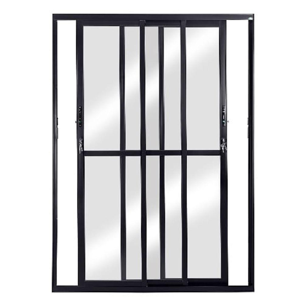 Porta Correr 3 Folhas Móveis Vidro Liso 210x150 Preto Topsul Esquadrisul