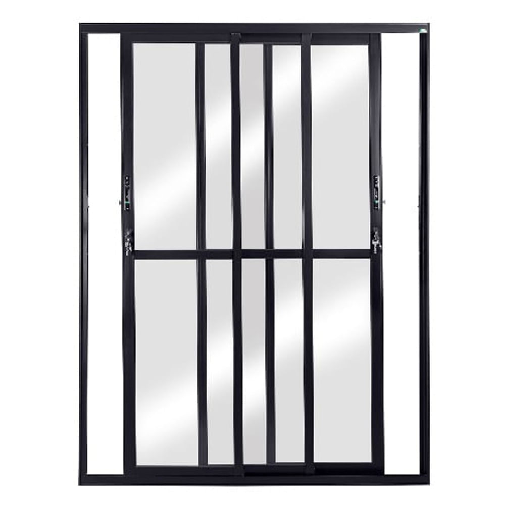 Porta Correr 3 Folhas Móveis Vidro Liso 210x120 Preto Topsul Esquadrisul