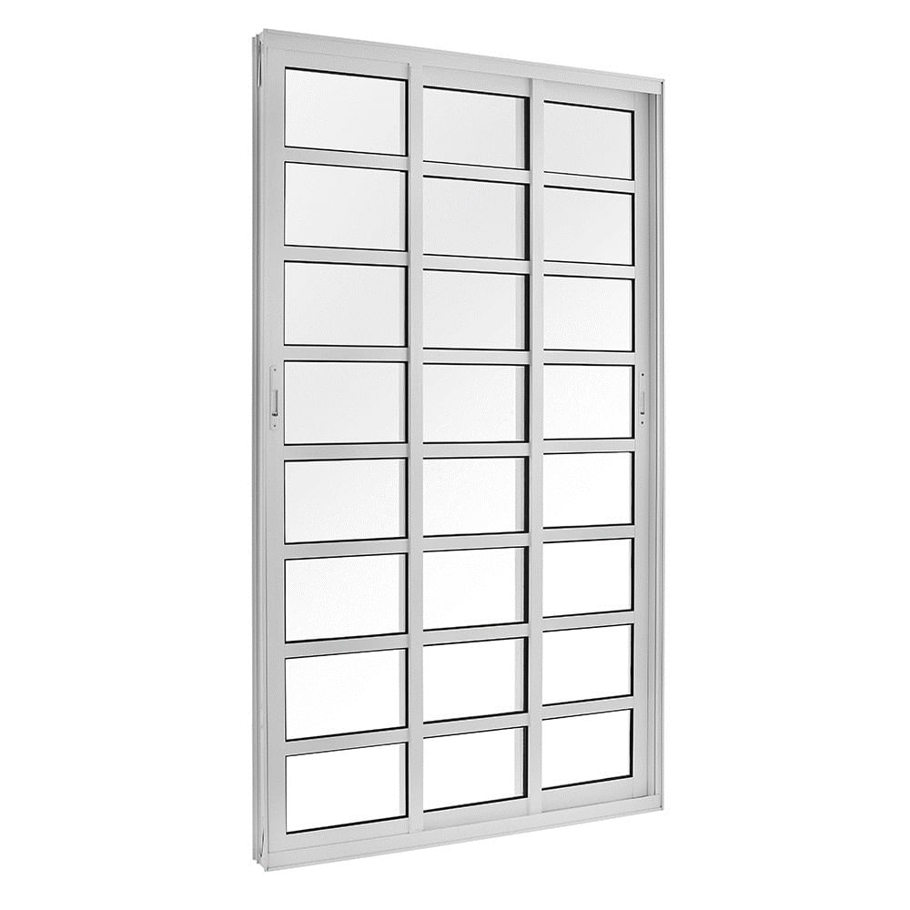 7 caraterísticas que fazem a diferença na hora de escolher esquadrias 10 Porta de Correr Topsul Aluminio 3 Folhas Moveis Vidro com Travessas Liso Alt 210 cm x Comp 120 cm