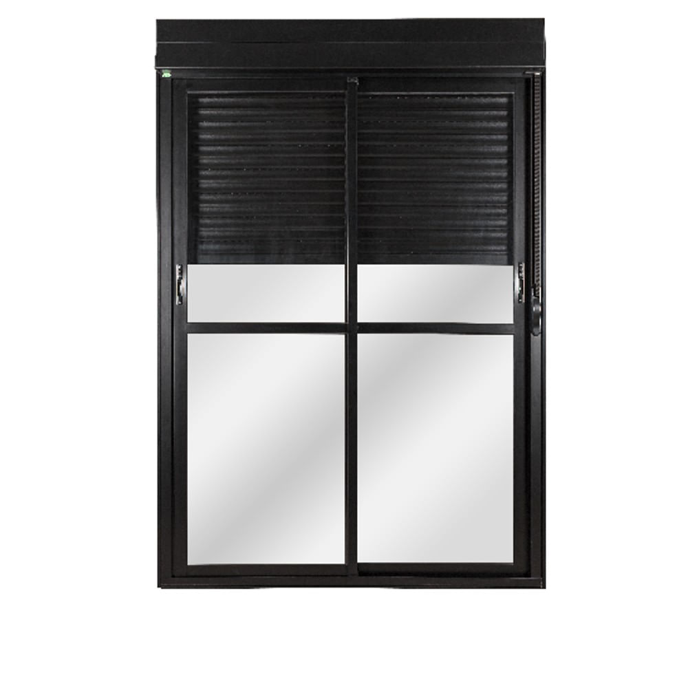 Porta De Correr 2 Folhas Móveis Vlis Com Persiana Integrada 220x150 Preto Topsul Esquadrisul