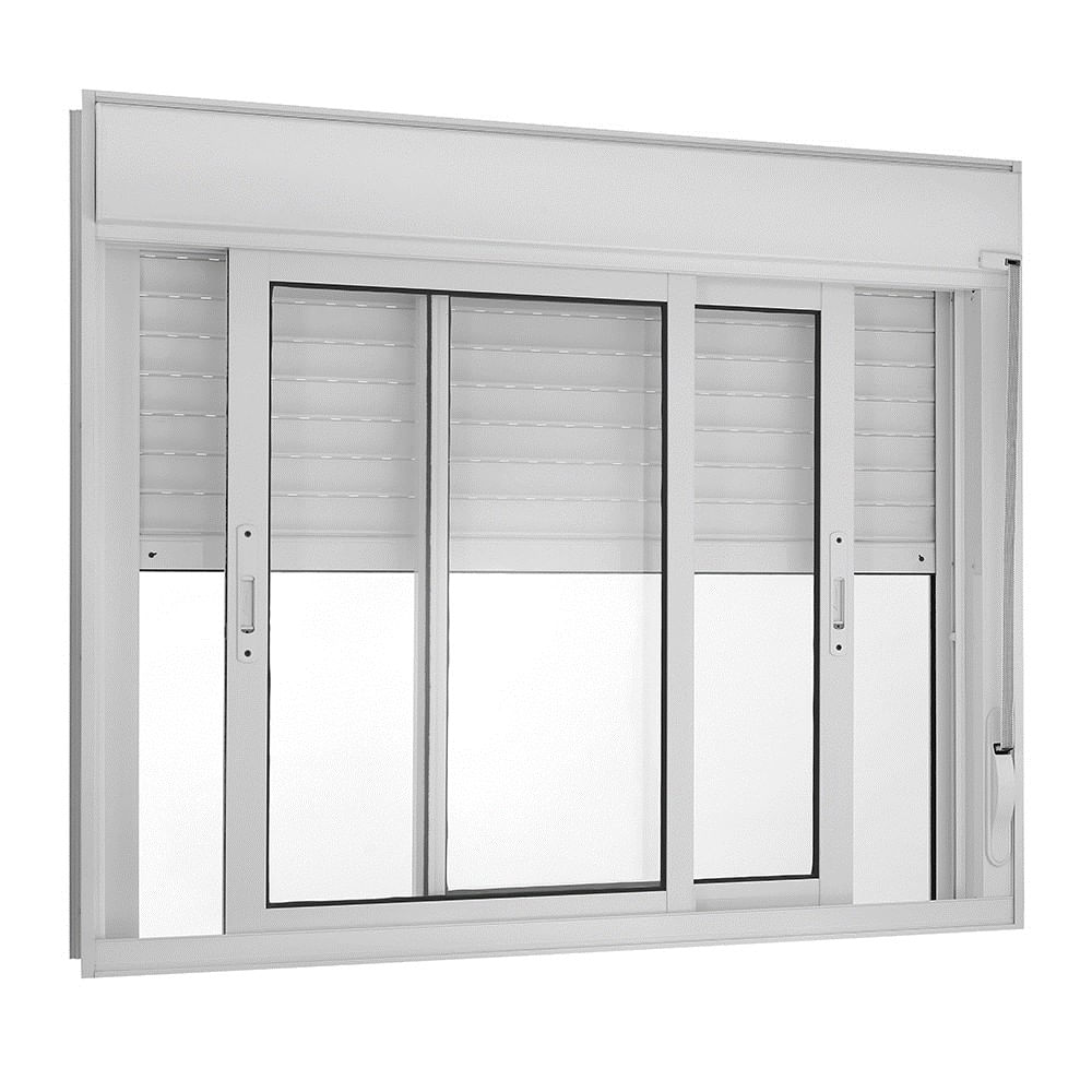 Janela com Veneziana Integrada de Aluminio 2 Folhas Topsul Esquadrisul Alt 120 cm X Comp 150 cm