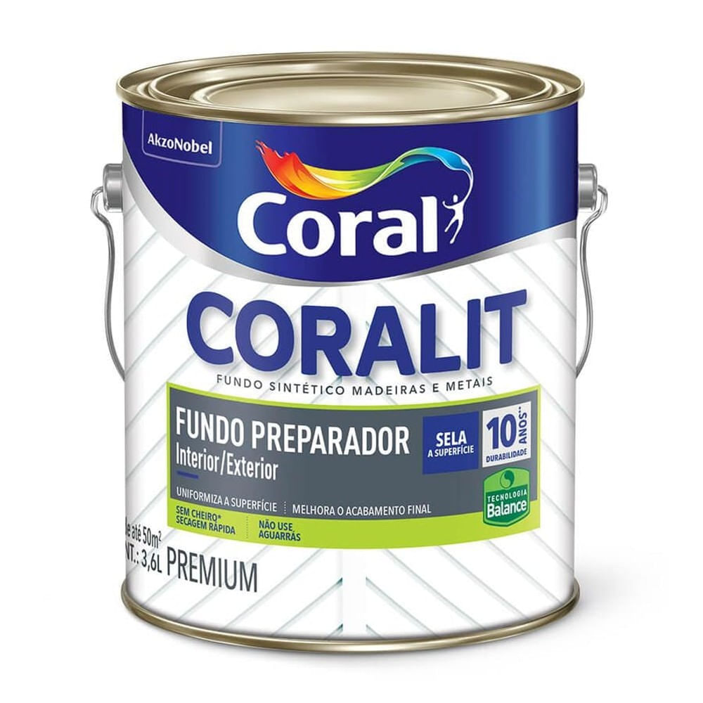 Fundo Preparador para Madeira e Metais Coralit 3,6l Coral