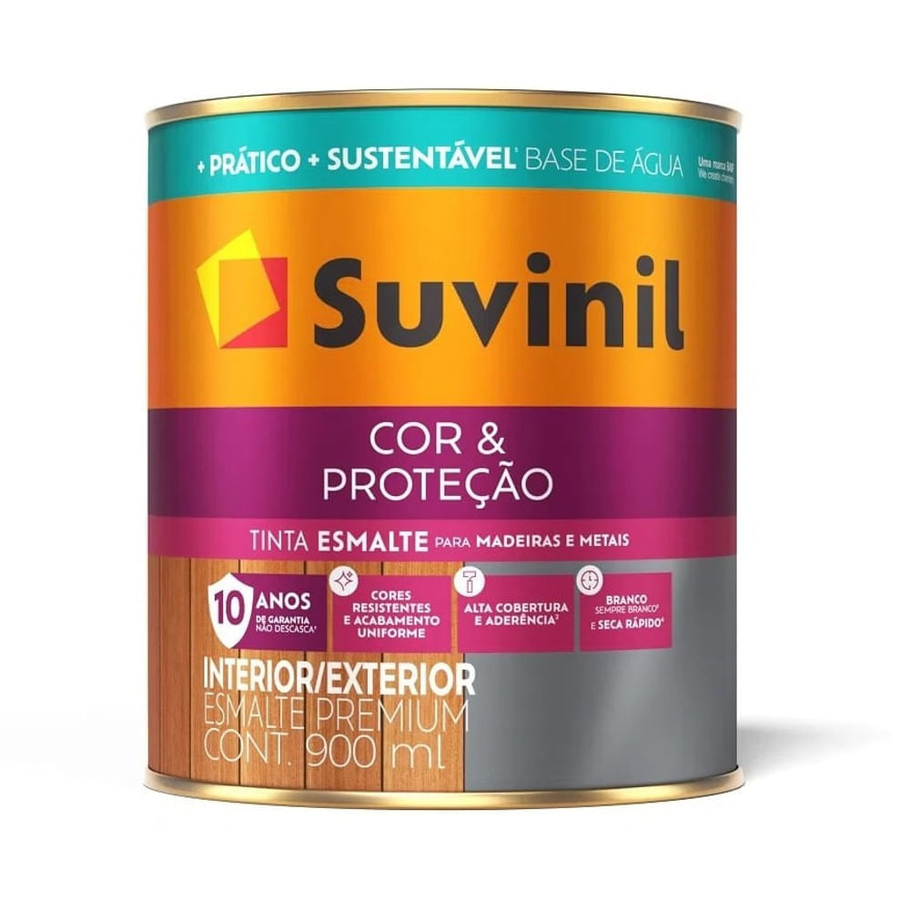 Tinta Esmalte Base Água Cor & Proteção Branco Acetinado 900ml Suvinil