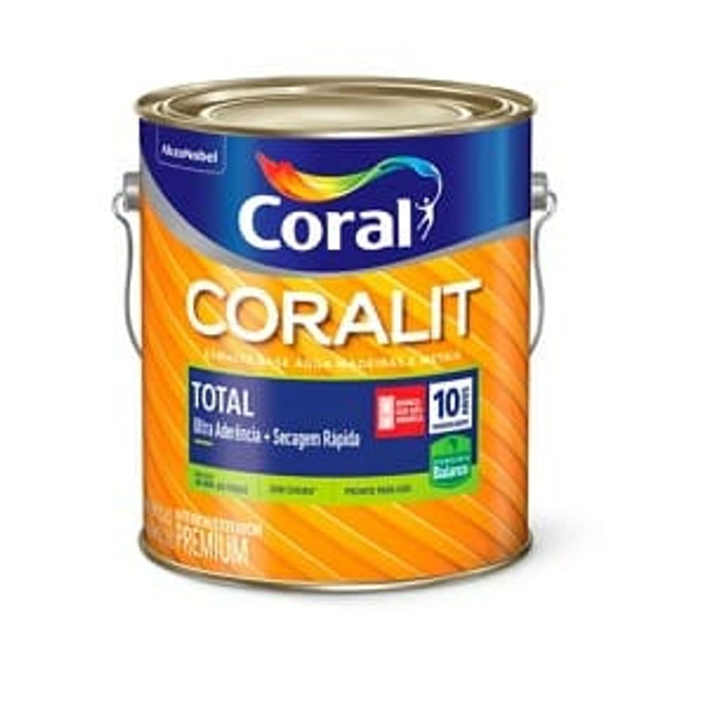 Esmalte Premium Base Agua Para Madeiras E Metais Total Fosco Cor Branco 3 6 Litros Coralit Coral