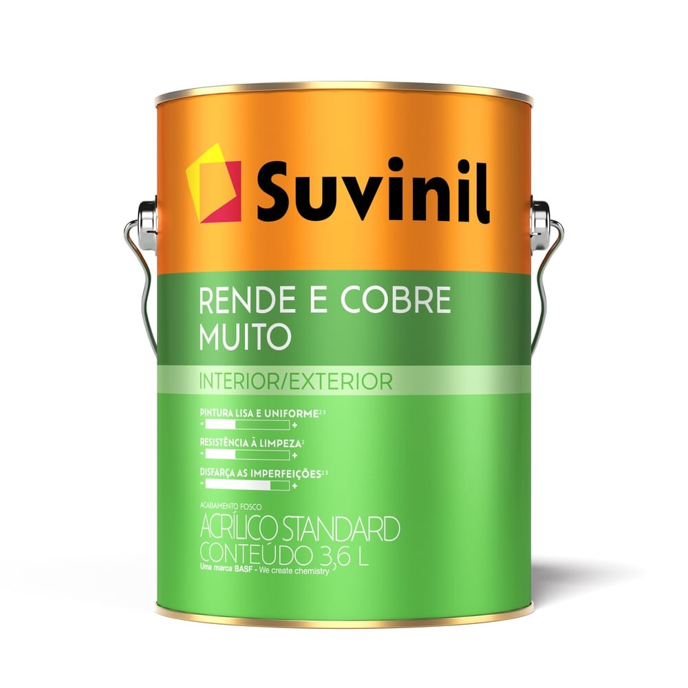 Tinta Acrílica Standard Rende e Cobre Muito Interior e Exterior Algodão Egípcio Fosco 3,6l Suvinil