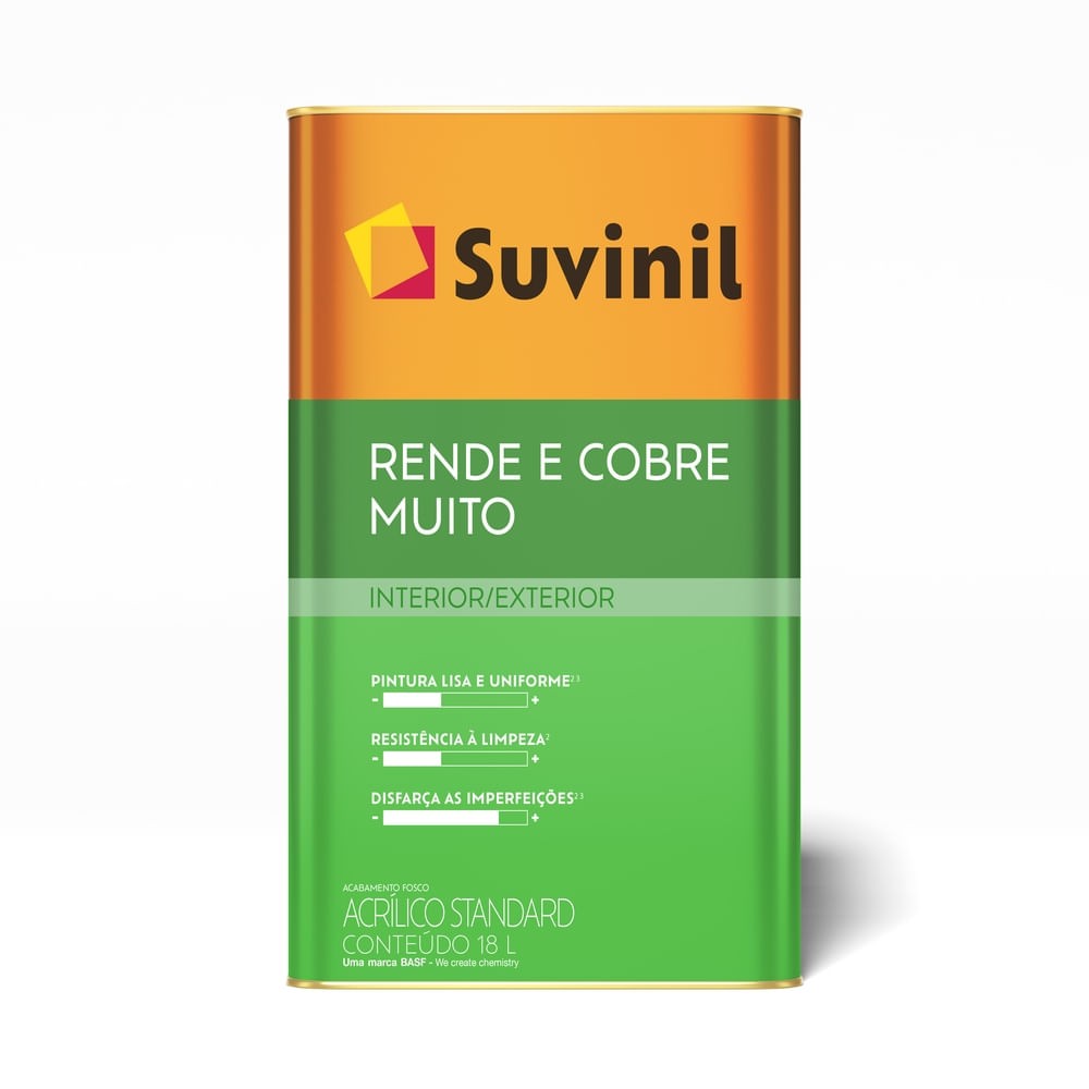Tinta Acrílica Standard Rende e Cobre Muito Interior e Exterior Algodão Egípcio Fosco 18l Suvinil