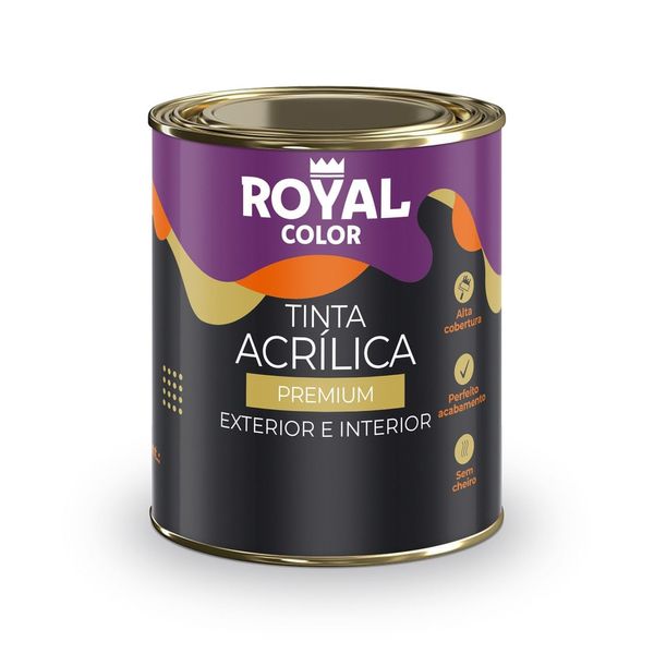 Tinta Acrílica Premium Interior e Exterior Branco Fosco 800ml Royal Color