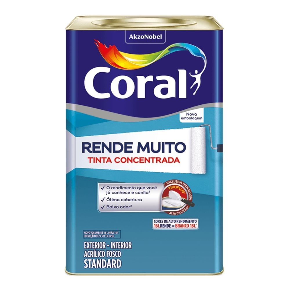 Tinta Acrílica Standard Rende Muito Interior e Exterior Cromio Fosco 16l Coral