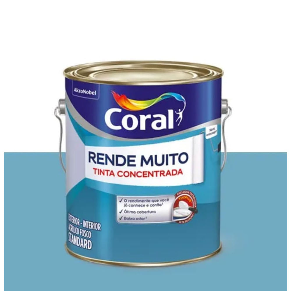 Tinta Acrílica Standard Rende Muito Interior e Exterior Azul dos Andes Fosco 3,2l Coral