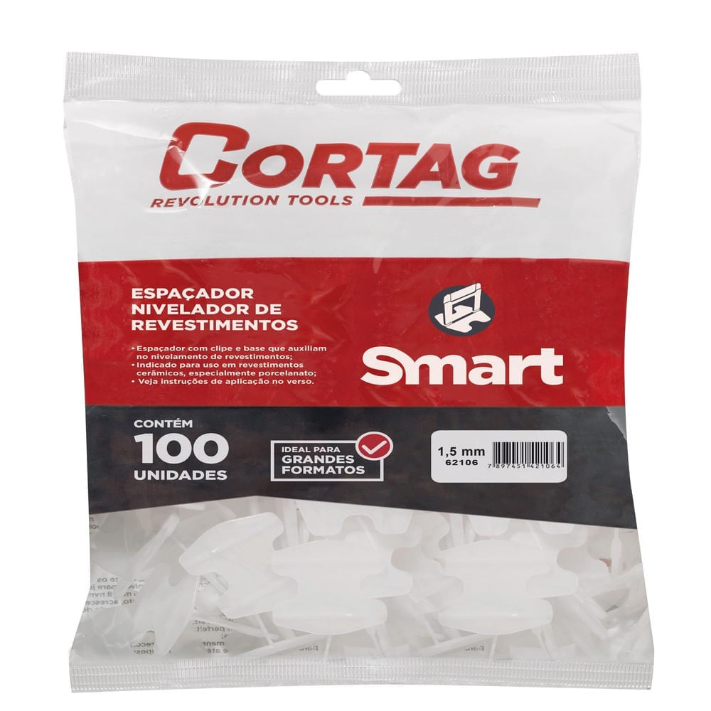 Espacador Nivelador 1 5 Mm Smart Pacote Com 100un Cortag 1852728 1