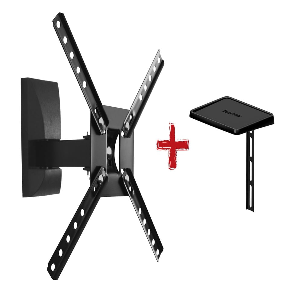Suporte Biarticulado Para TV LED LCD DVD Plasma 3D e Smart TV de 10 a 55 SBRLB 130 Preto Brasform