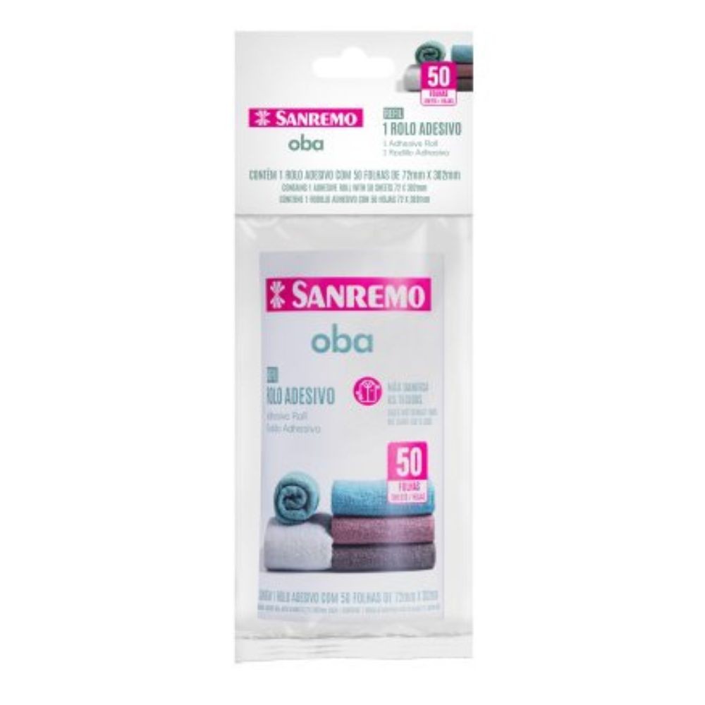 Refil para Rolo Adesivo Tira Pelos e Fiapos 1 Unidade Branco Sanremo