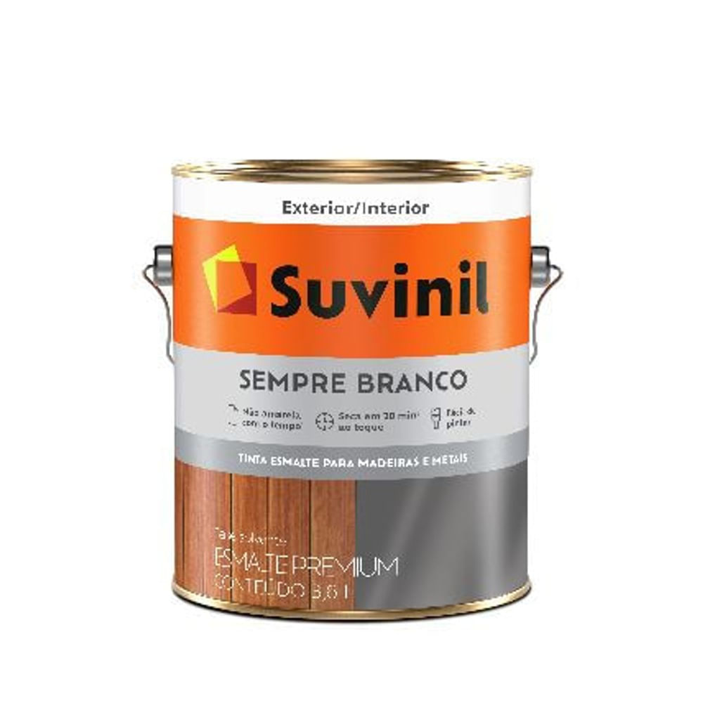 Tinta Esmalte Sintético Sempre Branco Fosco Interior e Exterior 3,6l Suvinil