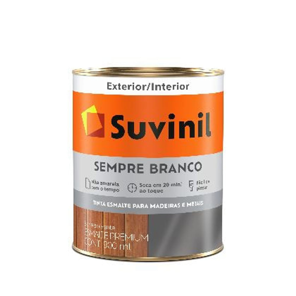 Tinta Esmalte Sintético Sempre Branco Brilhante Interior e Exterior 900ml Suvinil