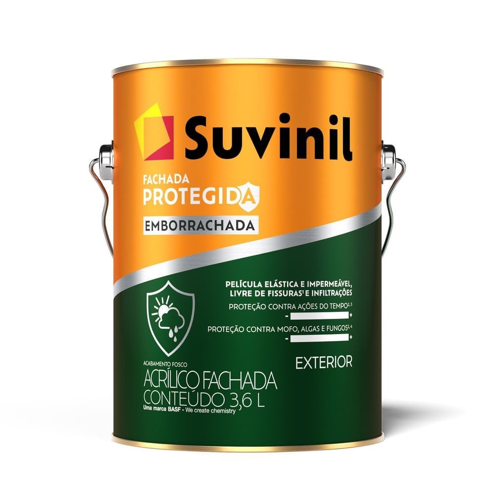 Tinta Acrílica Fachada Protegida Emborrachada Branco Neve Fosco Exterior 3,6L Galão Suvinil