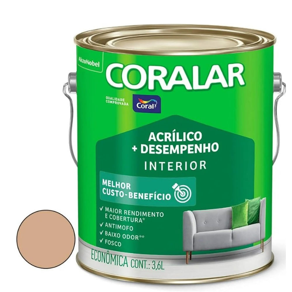 Tinta Acrílica Coralar Econômica Mais Desempenho Interior Camurça Fosco 3,6l Coral