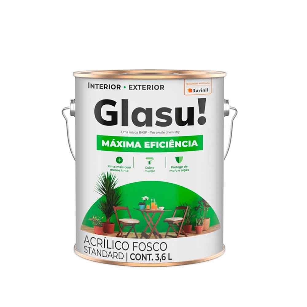 Tinta Acrílica Standard Glasu! Máxima Eficiência Interior e Exterior Branco Fosco 3,6l Suvinil